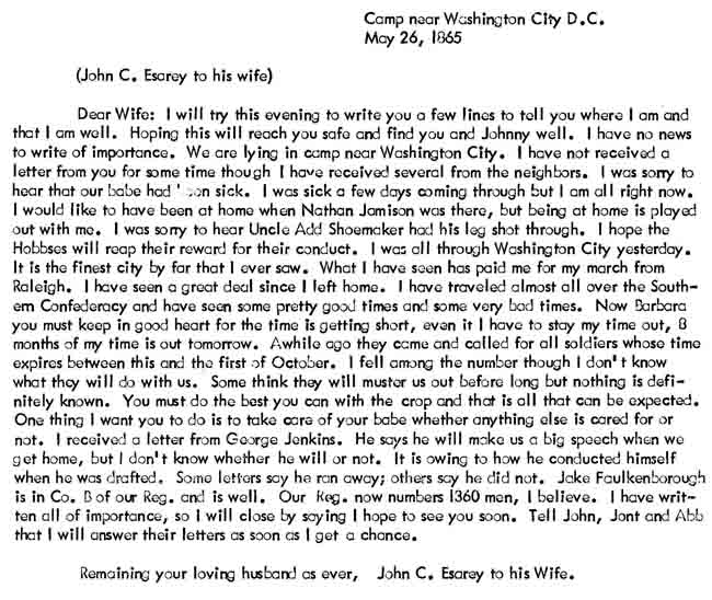 May 26, 1865 letter
